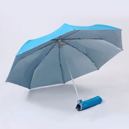 UMB0067 - 21" 3 Fold Windproof UV Umbrella - Light Blue