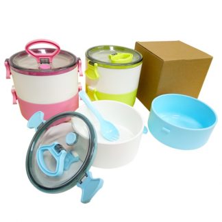 LSP0515 Two Tier Lunch Box with 2-in-1 Fork & Spoon