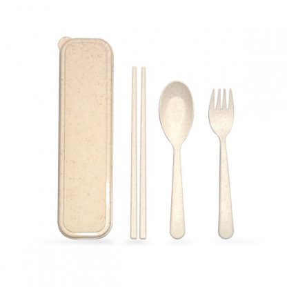 LSP0541 Wheat Fiber Cutlery Set with Box - Natural