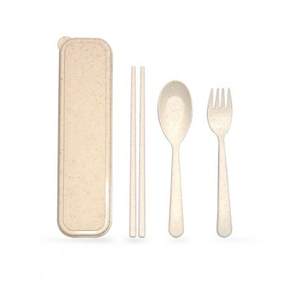 LSP0541 Wheat Fiber Cutlery Set with Box - Natural