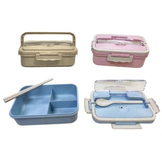 LSP0547 Wheat Straw Bento Lunch Box with Handle