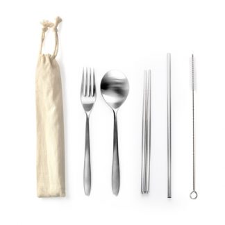 LSP0578 Stainless Steel 5pcs Cutlery Set with Straw