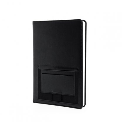 ORN0259 A5 Hard Cover Notebook with Front Card & Pen Slot - Black