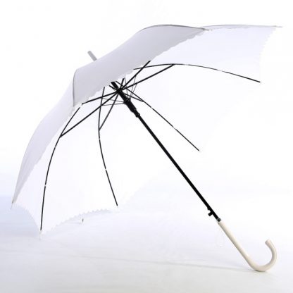 UMB0102 - 24" Pongee Lace Shaped Umbrella with Leather Handle - White