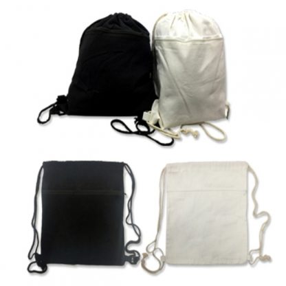 BG0840 - 8oz Cotton Canvas Drawstring Bag with Zip Compartment