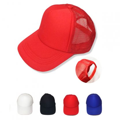 CAP0044 - 5 Panel Mesh Knit Baseball Cap with Plastic Strap