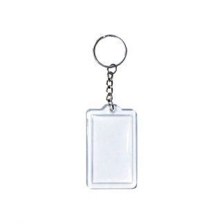 KEY0142 Acrylic Rectangle Shape Metal Keychain