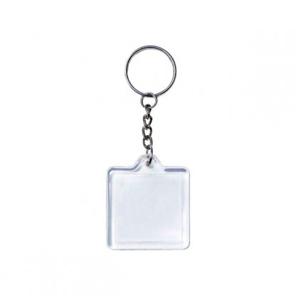 KEY0144 Acrylic Square Shape Metal Keychain