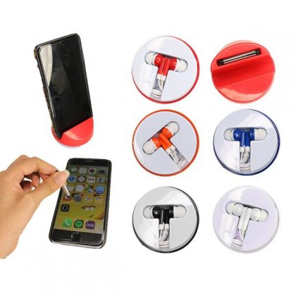 LSP0495 - 3 in 1 Phone Holder with Stereo Earphones and Stylus