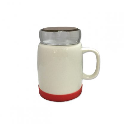 MGS0598 Porcelain Mug with Silver Lid & Silicon Base