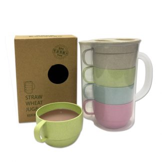 MGS0602 Straw Wheat Jug (1.6L) & Cups Set