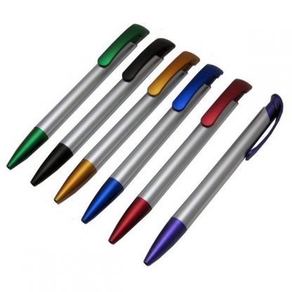 PEN0469 Silver Barrel Plastic Ballpen