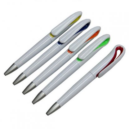 PEN0472 White Barrel Plastic Ballpen