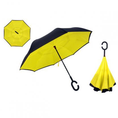 UMB0078 Reversible Umbrella with C Handle - Yellow
