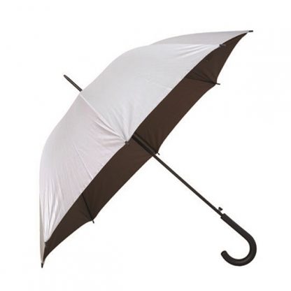 UMB0104 - 24" Silver Coated Umbrella with Crook Handle - Brown