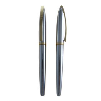 PEN0646 Classic Chrome Metal Roller Pen with Gold Clip