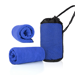 TWL0009 Blue Microfibre Towel with Mesh Bag