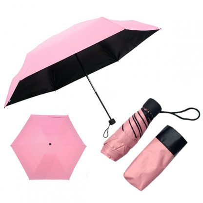 UMB0115 - 5 Folds/Section Black Coated Manual Open Foldable Umbrella