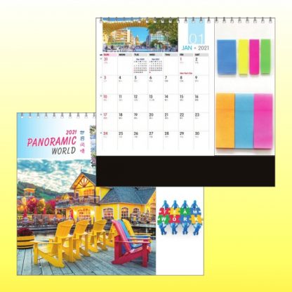 CLD0082 Wire-O Desk Calendar with Sticky Pads