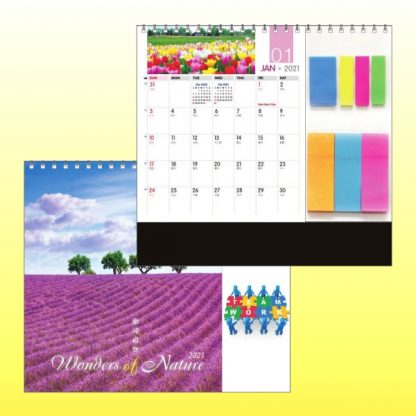 CLD0083 Wire-O Desk Calendar with Sticky Pads