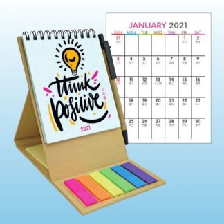 CLD0091 Wire-O Desk Calendar with Sticky Pads Pen and Gift Box